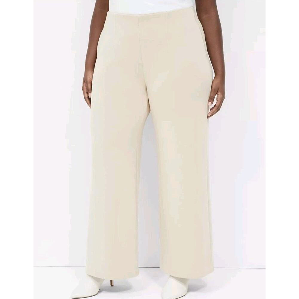 Lane Bryant Sophie Tailored‎ Stretch Wide Leg Cream Pants PLUS 18 Tall #445